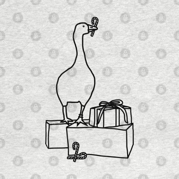 Gaming Goose Steals Christmas Line Drawing by ellenhenryart